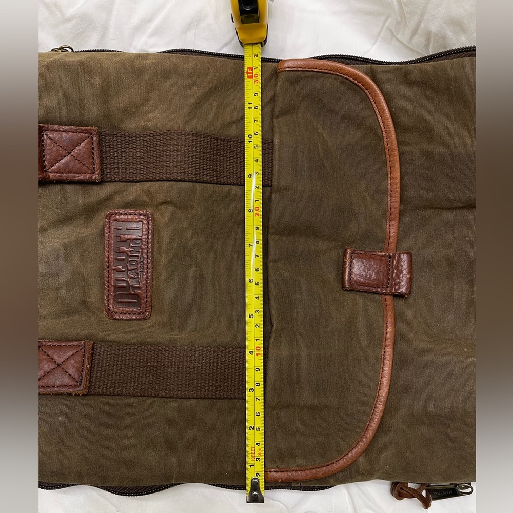 Duluth Trading Women's Oil Cloth Day Tote Bag green brown leather handles - Picture 9 of 13